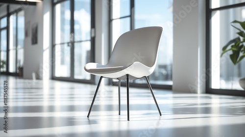 Modern White Chair in Minimalist Office Space photo