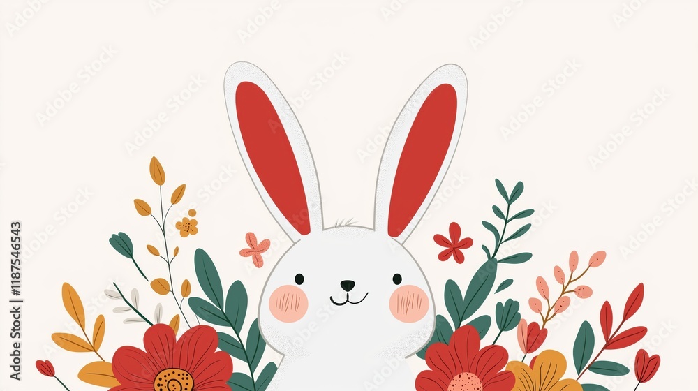 Chinese new year celebration banner with rabbit and floral design for festive decor Chinese new year celebration banner with rabbit and floral design for festive decor
