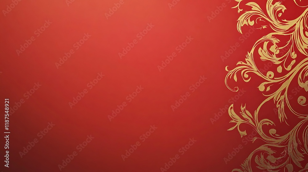 Red Background with Gold Floral Design