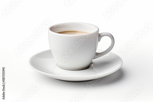 Wallpaper Mural White coffee cup on saucer filled with warm beverage against a plain background creating a minimalistic setting Torontodigital.ca