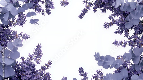 Lavender and Eucalyptus Floral Frame: A Serene Botanical Border photo