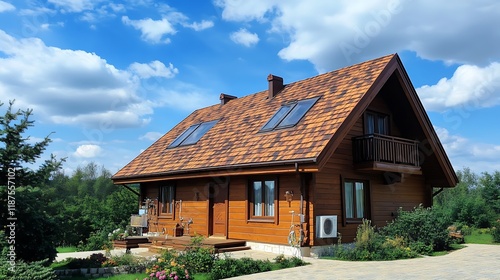 Wallpaper Mural Stunning Wooden House with Brown Roof and Skylights Torontodigital.ca