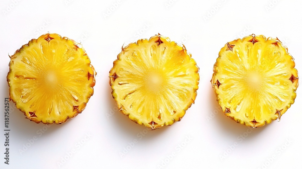 Fresh Pineapple Slices Isolated on White Background for Cooking Use Fresh Pineapple Slices Isolated on White Background for Cooking Use