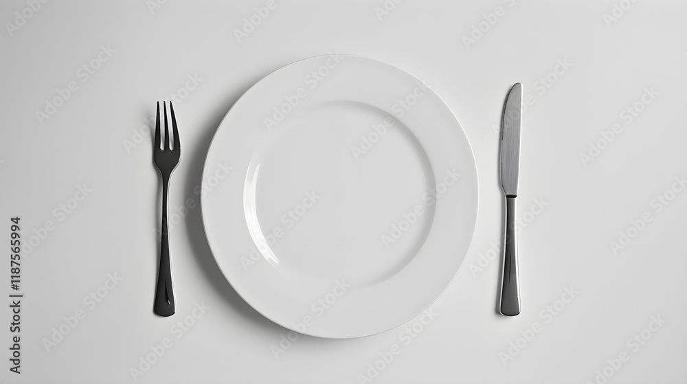 Empty Plate with Fork and Knife
Empty Plate with Fork and Knife