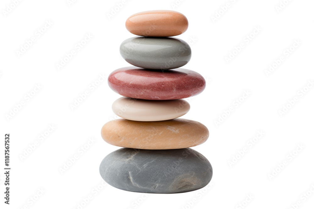 Stacked smooth stones showcasing balance and harmony in a serene arrangement on a neutral background Stacked smooth stones showcasing balance and harmony in a serene arrangement on a neutral background