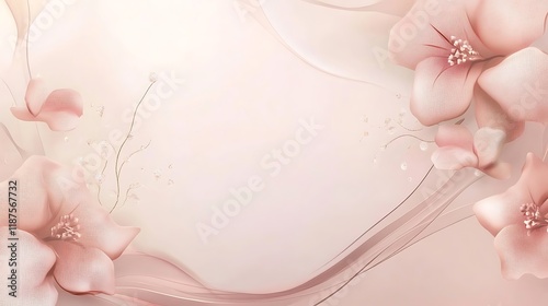 Fototapeta Naklejka Na Ścianę i Meble -  Elegant Pink Flowers and Delicate Swirls Design