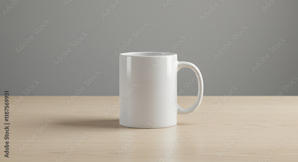 Mockup Of A White Mug With A Blank Design In A Minimalistic Environment Mockup Of A White Mug With A Blank Design In A Minimalistic Environment
