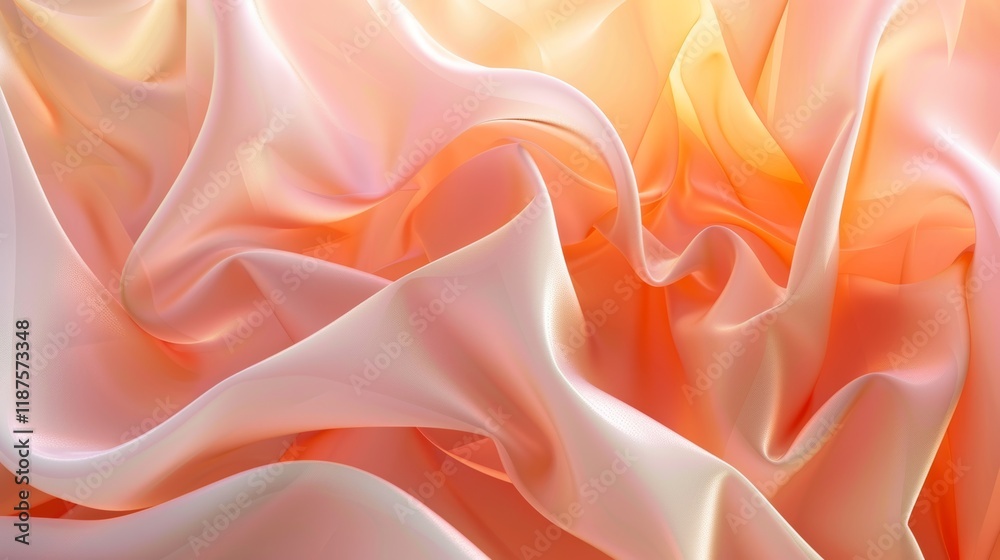 Fototapeta premium Peach-toned Silk Fabric Drape Wallpaper