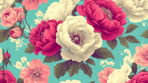 Fototapeta Naklejka Na Ścianę i Meble -  Featuring a solid pattern, this Victorian Romance shabby chic wallpaper exudes elegance and timelessness with its pastel and romantic tones