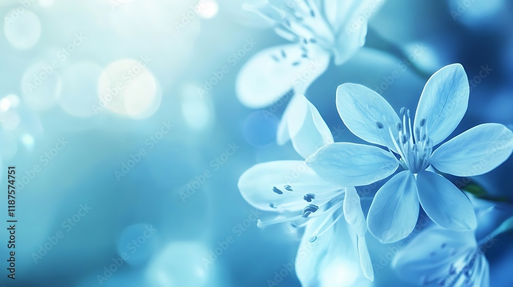 Delicate Blue Flowers Softly Bloom in Springtime Light Delicate Blue Flowers Softly Bloom in Springtime Light