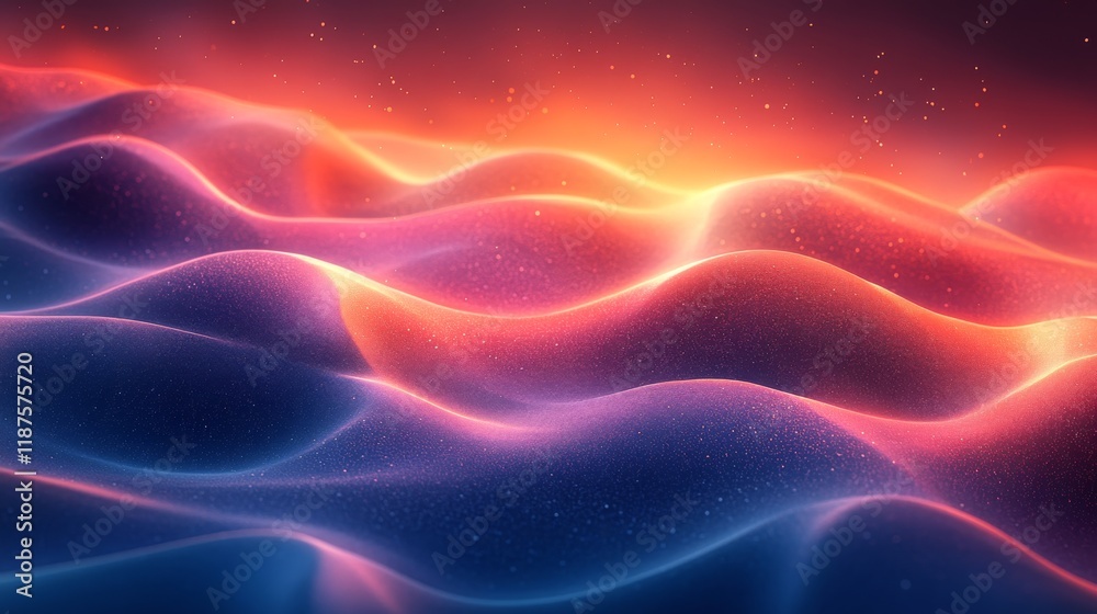 Fototapeta premium Luminous Waves of Cosmic Dust Flowing Across a Starry Gradient Sky with an Ethereal Glow