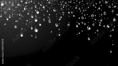 Elegant spider web with dew drops on black background. Dewfall. Illustration photo