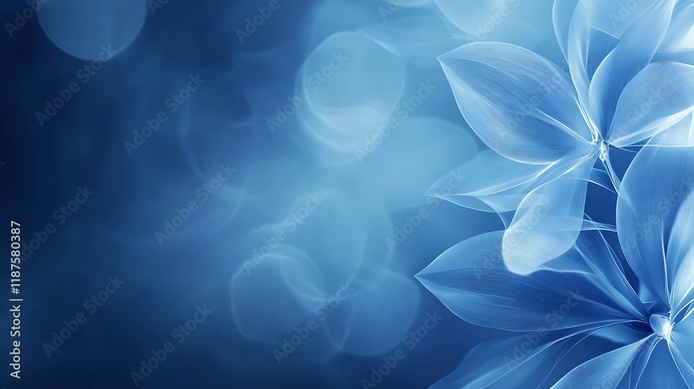 Abstract Blue Floral Design with Soft Blurred Background Abstract Blue Floral Design with Soft Blurred Background