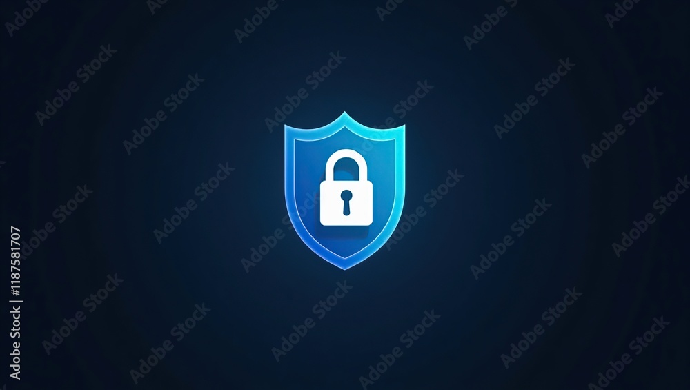 Blue Shield Icon Protecting Digital Lock Security Blue Shield Icon Protecting Digital Lock Security