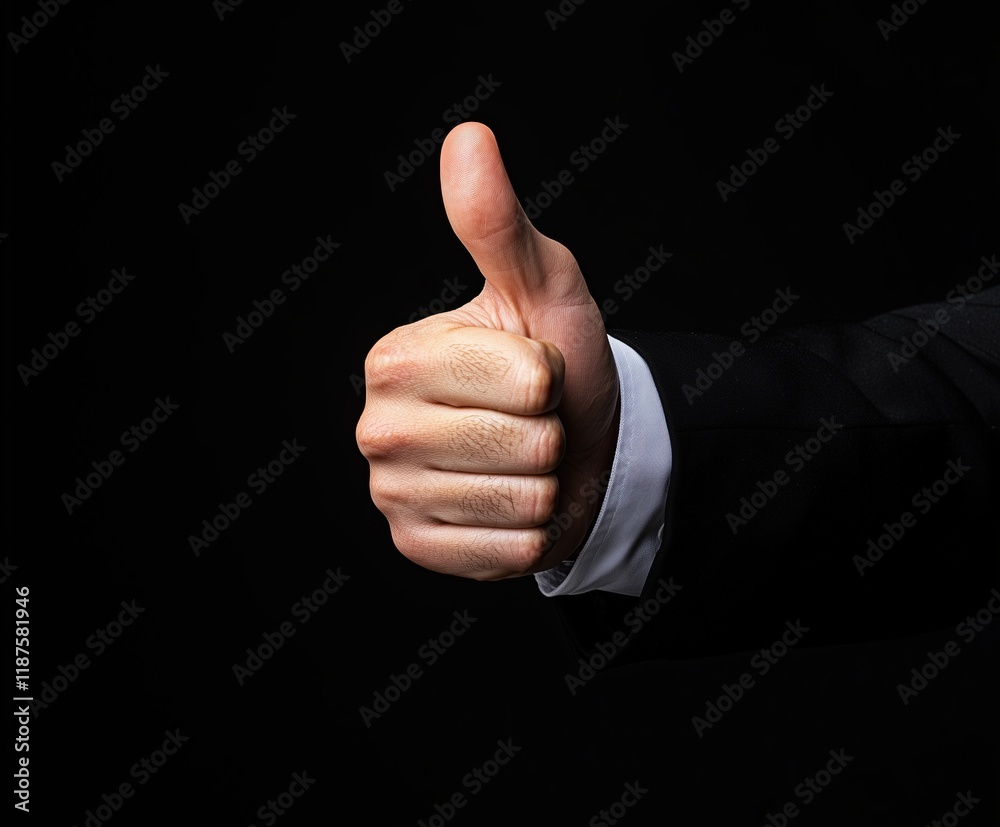 A thumbs-up gesture against a black backdrop , Created using generative AI. A thumbs-up gesture against a black backdrop , Created using generative AI.