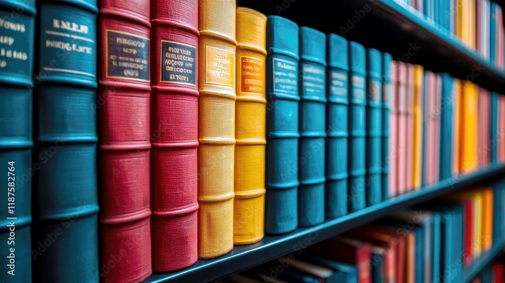 Naklejka premium A Colorful Collection of Books: A Glimpse into a World of Knowledge