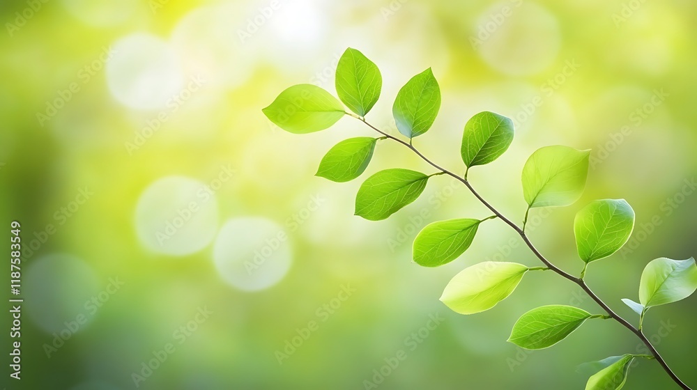Vibrant Green Leaves Branch Nature Springtime Vibrant Green Leaves Branch Nature Springtime