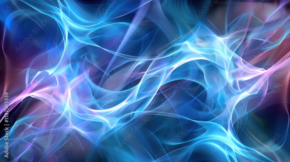 Fototapeta premium Abstract blue and purple fluid waves create mesmerizing visual effect, evoking sense of movement and energy in digital art style