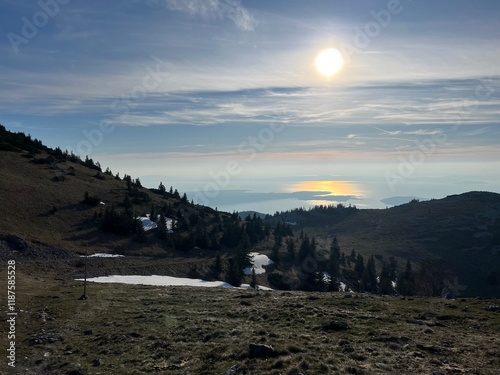 View of the Adriatic Sea and islands from the Vucjak peak - Northern Velebit National Park, Croatia (Pogled na Jadransko more i otoke sa vrha Vučjak - Nacionalni park Sjeverni Velebit, Hrvatska) photo