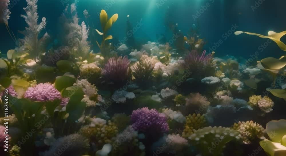 Floating Underwater Garden Swaying in the Ocean Currents Floating Underwater Garden Swaying in the Ocean Currents