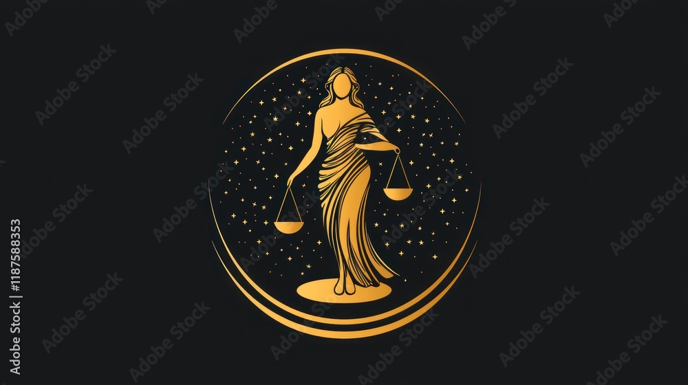 Golden Goddess of Justice: Celestial Emblem of Balance and Equilibrium Golden Goddess of Justice: Celestial Emblem of Balance and Equilibrium