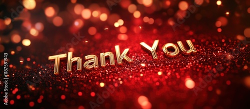 Gold Thank You Red Glitter Background