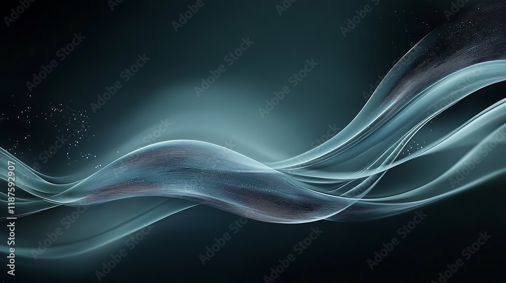 Naklejka premium Abstract Teal Wave Design with Subtle Sparkle
