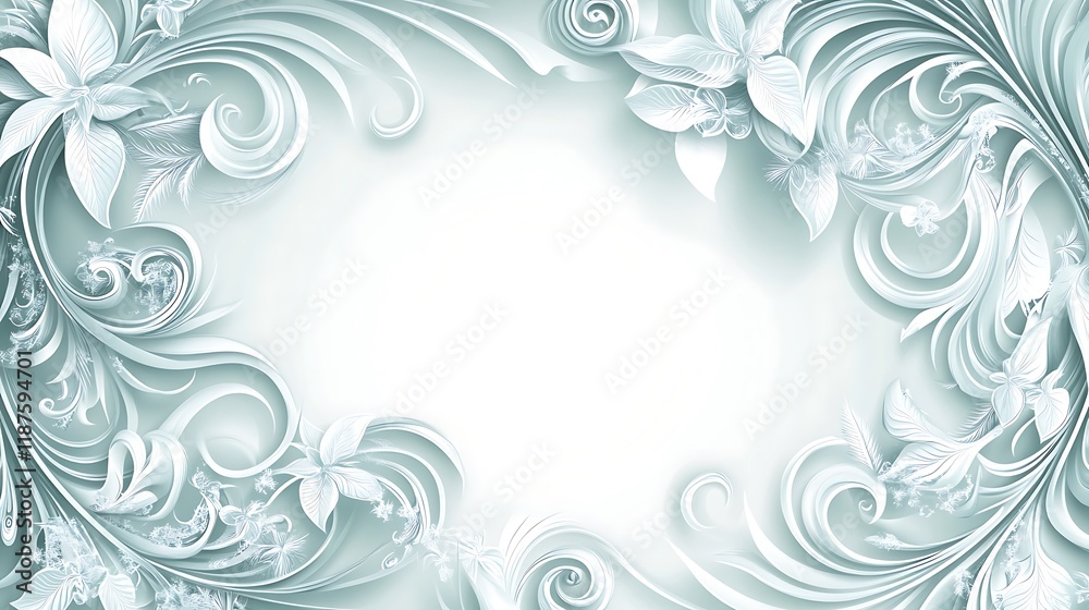 Elegant White Floral Swirls Design Background Elegant White Floral Swirls Design Background