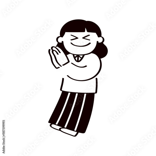 おねだりする女性のイラスト