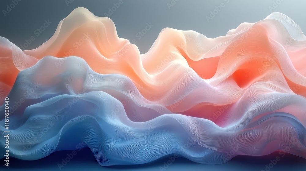 Fototapeta premium Abstract flowing waves in soft pastel colors.