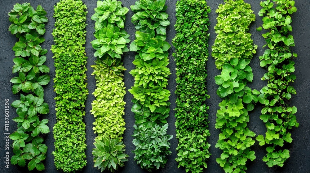 Lush Greenery: A Vibrant Vertical Garden of Plants and Flowers