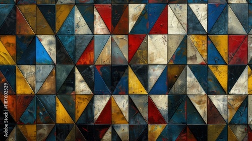 Abstract Geometric Triangular Art Panel Design