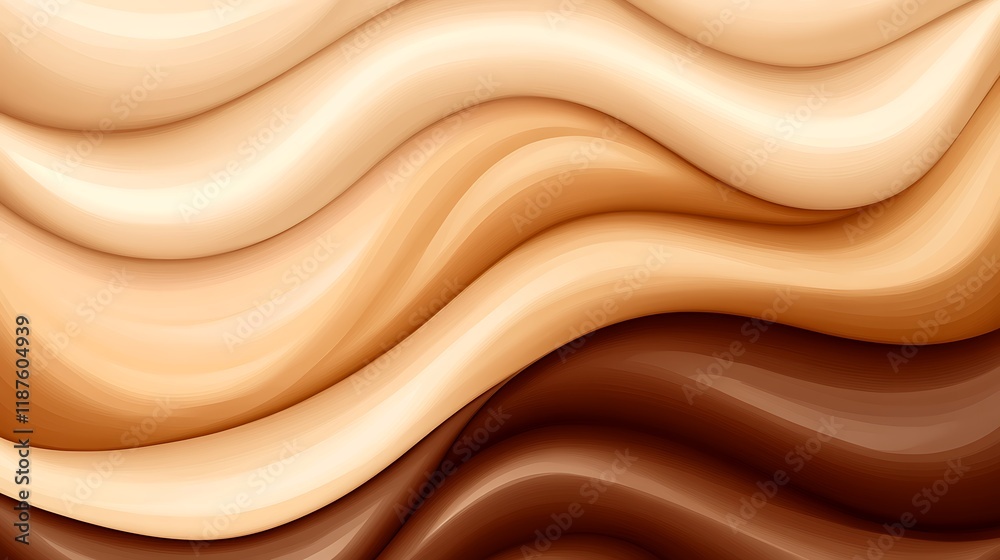 Obraz premium Abstract Brown and Beige Wavy Pattern Design