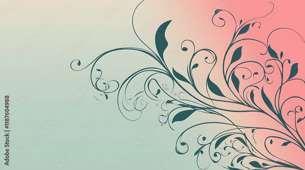 Elegant Floral Design On Pastel Background Elegant Floral Design On Pastel Background
