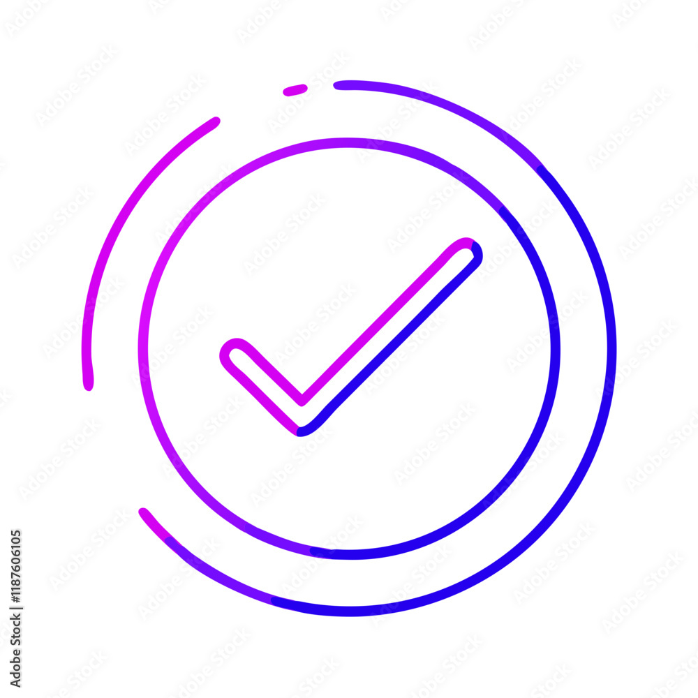 Gradient checkmark icon in circular outline design Gradient checkmark icon in circular outline design
