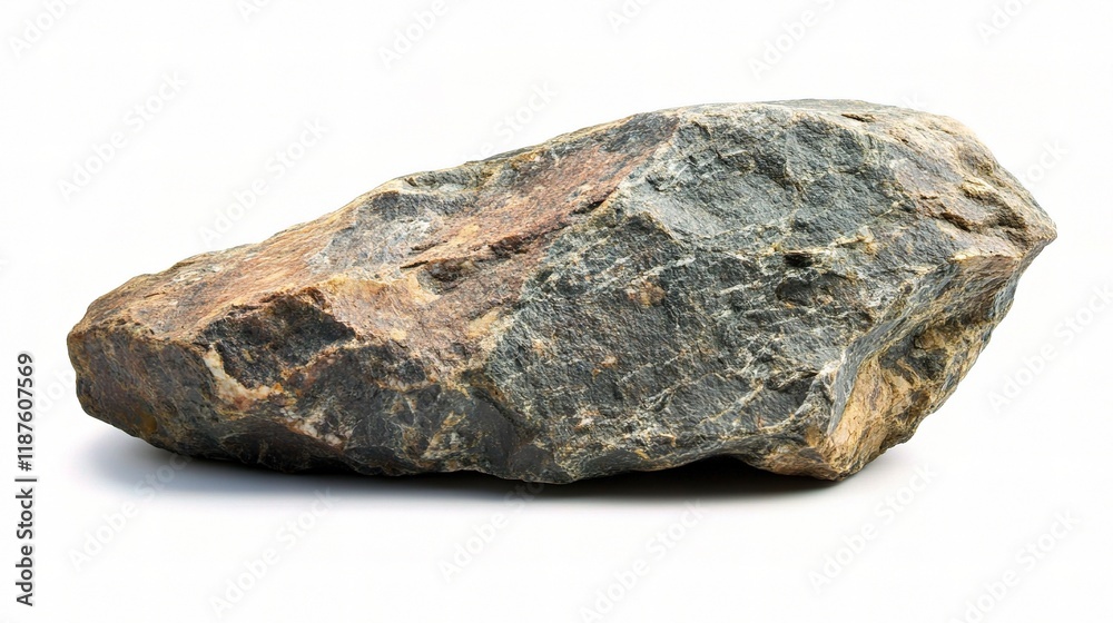 Fototapeta premium Raw Isolated Rock on White Background with Natural Texture and Scale