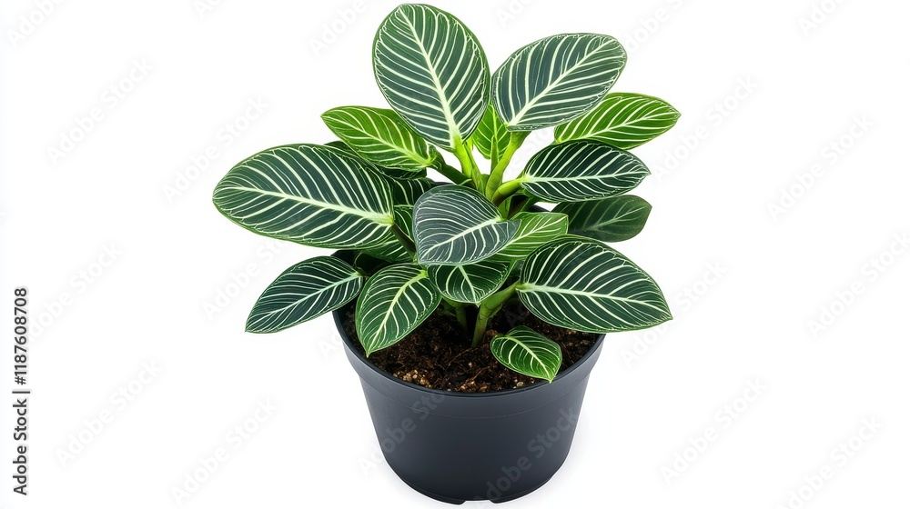 Obraz premium Vibrant potted calathea with striped leaves