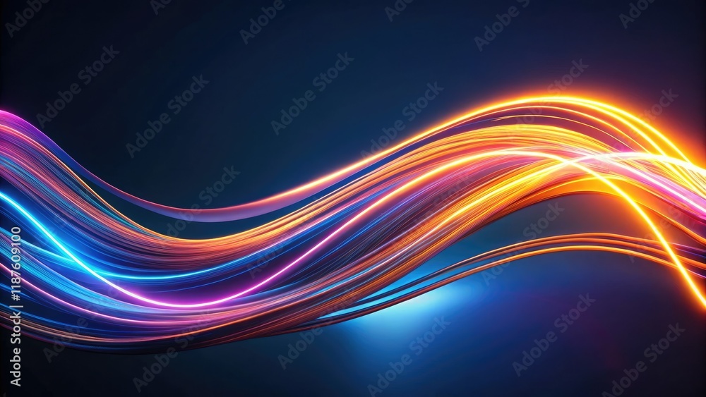 Naklejka premium Glowy Lines Abstract Minimalist Dark Photography