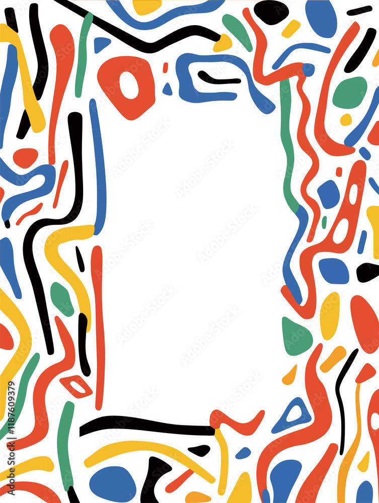 Fototapeta premium Vertical Abstract Frame with Flowing Multicolor Lines