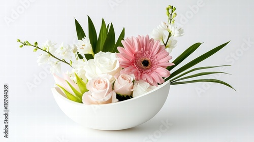 A delicate white and pink flower arrangement, perfect for Valentine's Day celebrations