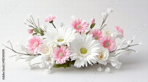A delicate white and pink flower arrangement, perfect for Valentine's Day celebrations