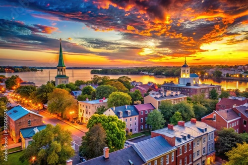 Historic Old Town Alexandria Sunset Potomac River Elevated View