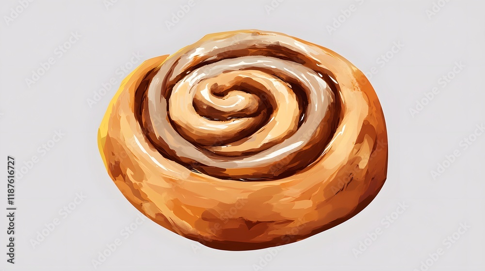 Fototapeta premium Digital Painting of a Cinnamon Roll