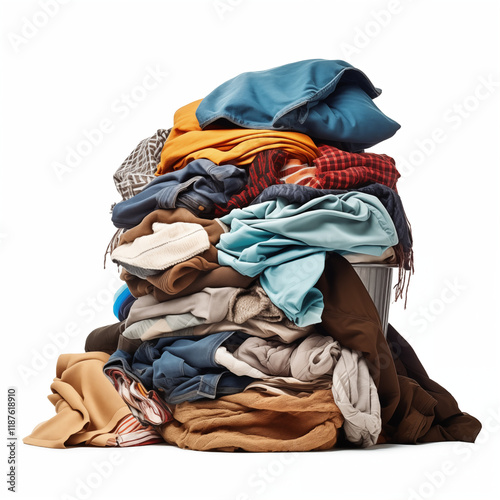 Overfull Laundry Bin Pile of Clothes Textiles Fabrics