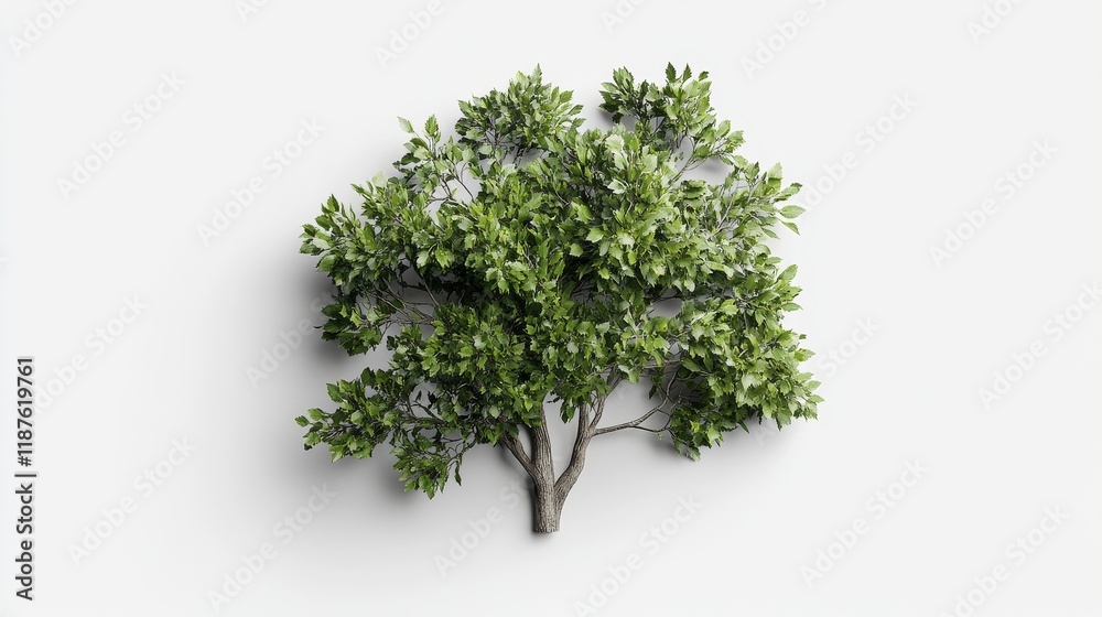 Obraz premium Vibrant green tree against plain white background
