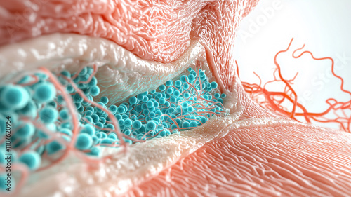 3D illustration of skin regeneration with active cellular repair
