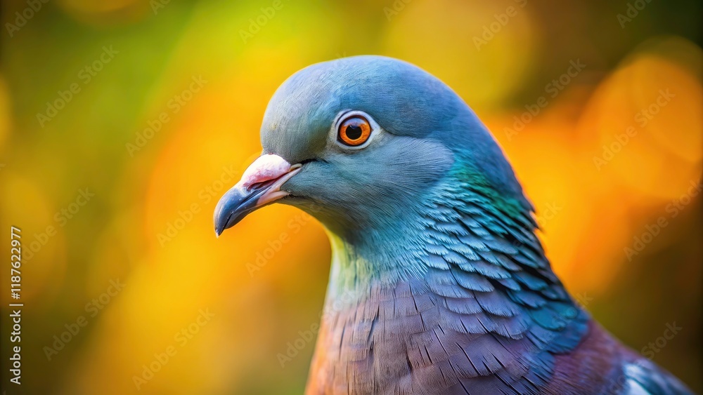 Fototapeta premium Tilt-Shift Dove Photography: Gray Blue Bird Closeup, Miniature Effect