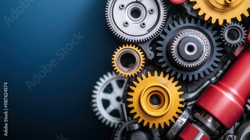 Wallpaper Mural Intricate Gear Mechanism Industrial Workshop Close-Up Photography Modern Design Overhead View Engineering Concept Torontodigital.ca