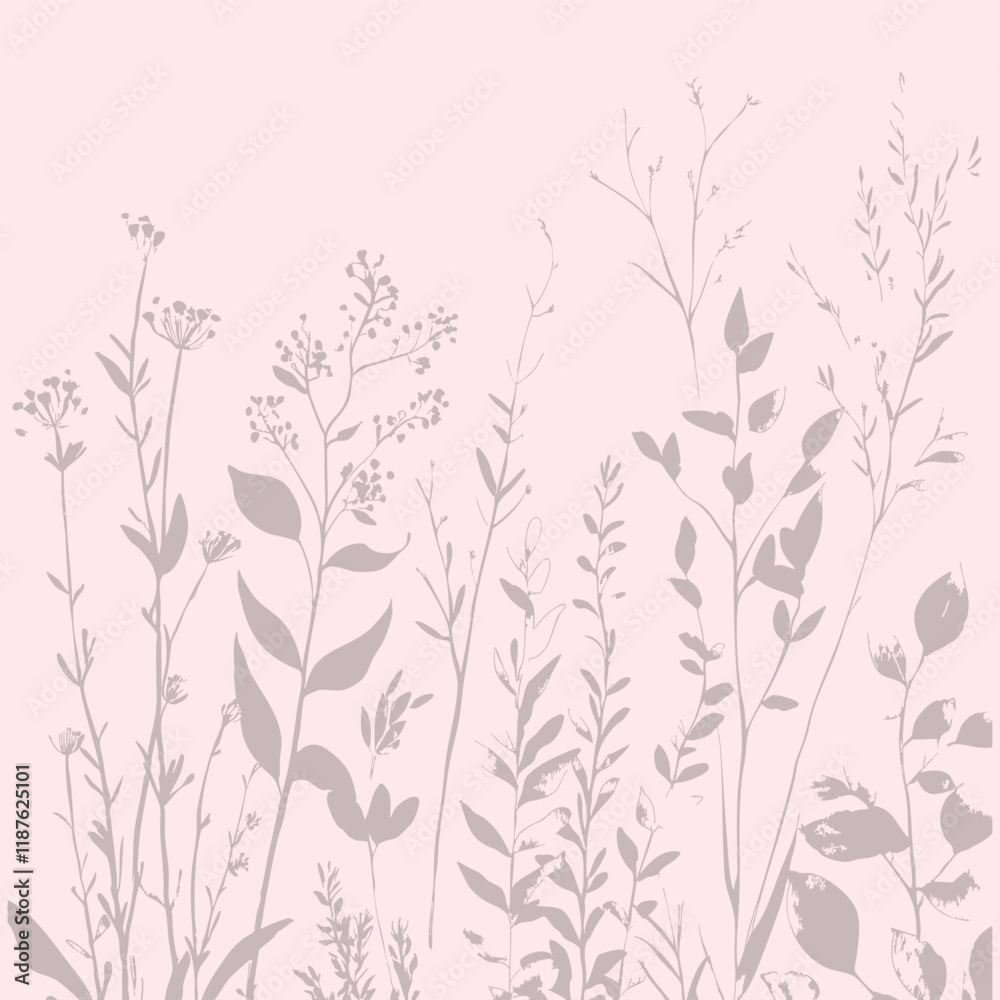 Fototapeta premium Delicate vector pattern wild flowers botanical background