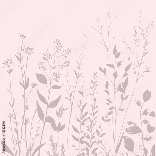 Delicate vector pattern wild flowers botanical background